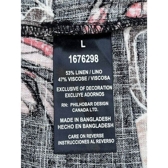 Linen Blend Shift Dress Sz L Layered Floral Layers Beachy Original Nicole Miller - Picture 5 of 7